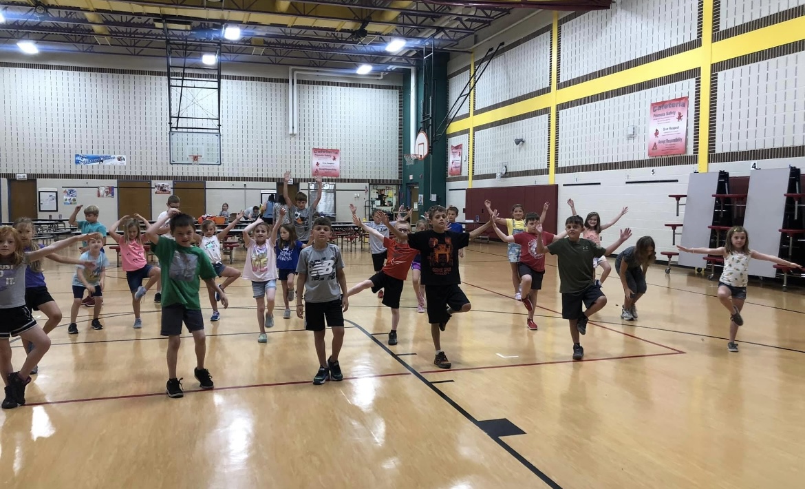 Kids yoga class in action